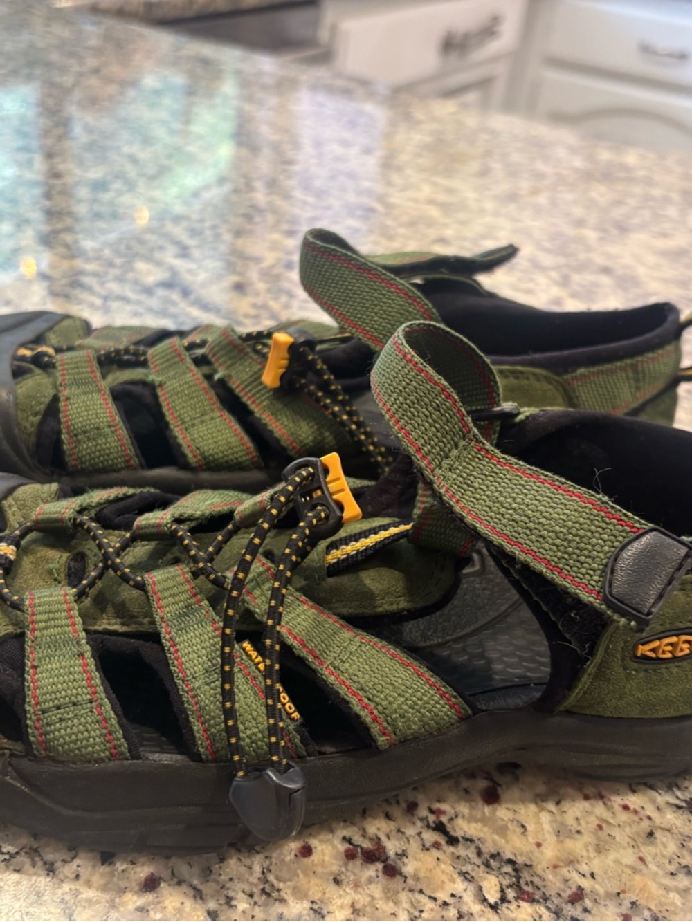 Keen Kids Olive Green & Black Outdoor Sandals with Yellow Accents